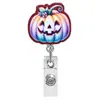Nuevo Portacredencial de Oficina Médica de Vaca Fantasma de Halloween con Clip Giratorio Retráctil para ID, Acrílico Brillante Hebilla Fácil de Tirar