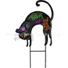 Placa de Jardim Popular Transfronteiriça Gato Preto de Halloween com Olhos Brilhantes, Decoração de Gramado de Jardim ao Ar Livre