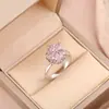 Anillo Giratorio de Descompresión Corazón Accesorio Giratorio Accesorio de Joyería para Mano Colgante Anillo Abierto Transfronterizo Trébol de Cuatro Hojas