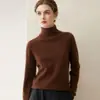 Suéter de cashmere puro 2026 novo estilo de inverno para mulheres, gola alta, estilo elegante, caimento solto, afina a silhueta, camada base quente