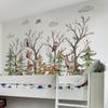 M13626 Pegatina de Pared Creativa de Animales del Bosque y Nubes Tienda Decoración de Fondo para el Hogar Pegatina Extraíble