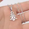 Colar com Pingente de Árvore de Natal e Papai Noel de Aço Inoxidável Europeu e Americano, Joia de Colar de Aço Titânio Simples da Moda Personalizada