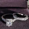 Nuevo anillo de diamantes de simulación ocho corazones ocho flechas para mujer, moda europea y americana, anillo de compromiso totalmente de diamantes r5047