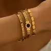 Pulsera de Zirconia Negra con Números Romanos de Lujo para Mujer, Acero de Titanio de Alta Gama, Accesorio Pulsera de Estilo Old Money Popular en Europa y América