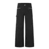Jeans de Mezclilla Estilo Americano Retro Workwear 11KN para Hombres y Mujeres Holgados Estilo Callejero Diseño de Remaches Parche de Retazos Pantalones Casuales de Pierna Recta Pierna Ancha