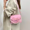 Bolsa de Corrente com Pérolas Estilo Coreano 2026 Novo Modelo Tendência Moda Bolsa de Ombro Textura Casual Bolsa Transversal com Laço