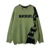 Estilo Hip-Hop Americano Design Desgastado Suéter Solto Gola Redonda Unissex Marca Tendência Novo Estilo Preguiçoso Malha Versátil