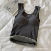 Colete térmico de renda grossa forrado de lã top térmico feminino com almofada no peito dentro e fora da camiseta beleza de volta roupa íntima térmica