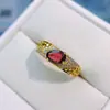 Anillo Popular de Turmalina Natural al por Mayor de Fábrica Plata S925 Incrustado con Piedra Principal 5*7 Joyería de Lujo Venta Directa de Fábrica