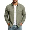 2026 Roupa de Trabalho Americana Transfronteiriça Linho Masculina Manga Longa Amazon Solta Casual Manga Longa