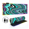 Mouse Pad Luminoso RGB Fluido Abstrato Teclado Gamer E-Sports Pad Espessado para Mesa de Escritório LED Colorido Tamanho Grande