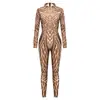 Body Estampado com Totem Tribal Europeu e Americano Transfronteiriço para Mulheres, Roupa Elástica de Manga Longa Slim-Fit para Performance de Palco