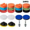 Juego de 20 almohadillas de esponja pulidas de 3 pulgadas con borde transfronterizo, placa de cera para belleza de automóviles, bola de lana de esponja autoadhesiva, juego de 11 piezas
