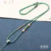 Colar com Cordão de Nó de Paz e Boa Sorte Tecido à Mão com Pingente de Jade e Ágata, Estilo Ajustável, Cordão de Pescoço de Jade Hetian