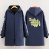 Macacão Quente Forrado com Fleece de Inverno, Anti-Manchas, Impermeável, Higiene e Limpeza, Mangas Espessas com Letras, Roupa de Trabalho para Restauração e Cozinha, Logotipo