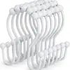 Anillos para cortina de ducha, anillos metálicos para cortina de ducha adecuados para barras y cortinas de ducha de baño, juego de 12 ganchos, ganchos adhesivos