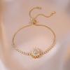 Collar de girasol para mujer, estilo japonés-coreano, recién llegado, con incrustaciones de diamantes, anillo giratorio para clavícula, joyería de cadena.