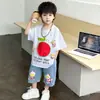 Conjunto de Verão Melancia para Meninos Conjunto Esportivo Duas Peças Lindo de Manga Curta para Crianças Roupas da Moda para Bebês e Crianças Pequenas