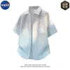 Camisa de Manga Corta con Degradado Tie-Dye de Alta Calidad Marca Nasa para Hombre, Moda de Verano Moderna, Holgada y Versátil
