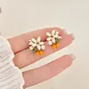 Brincos de Pérola Esmaltada Flor de Laranjeira e Kumquat para Mulheres, Estilo Simples de Nicho de Luxo Leve, Brincos Estilo Floresta com um Toque de Alto Padrão