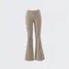 YECHUAN # Jeans flare outonal novo estilo retrô americano cáqui para mulheres, cintura baixa, modelador, calça boca de sino estilosa
