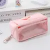 Estojo de Lápis Japonês Simples com Botão Alunos Alunos do Ensino Fundamental Grande Capacidade Tecido Composto Caixa de Papelaria Criativa Transparente Alto Valor de Cor