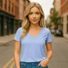 Primavera y Verano 2025 Aliexpress Amazon Ebay Talla Grande Cuello en V Profundo Manga Corta Mujer Holgado Casual Top Camisa Base