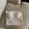 Camisole Plissada de Seda de Gelo Desejo Puro Roupa Íntima Feminina Roupa Externa Lindo Design nas Costas Top Sem Mangas Emagrecedor Feminino de Verão