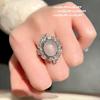 Anillo de Gema Calcedonia Blanca Congelada Lichi Copo de Nieve Humedad Humedad Chapado en Oro de 18K Zircón de Quilates Grandes Pulsera Flash