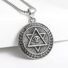Collar con Colgante de Estrella de Seis Puntas Ojo de Dios Vintage Desgastado Transfronterizo Personalizado Hip-Hop para Hombre Colgante Redondo de Estrella de Seis Puntas Venta al por Mayor