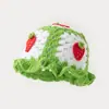 Sombrero de Pescador de Lana con Borde Ondulado Nuevo Versátil Transfronterizo Parche de Fresas Hecho a Mano Puro Sombrero Versátil Casual para Mujer