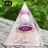Pirâmide de bola de cristal natural de 8cm Ornamento de mesa de escritório europeu e americano Artesanato de pirâmide de resina para yoga e meditação