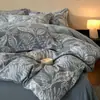 Conjunto de cama de quatro peças 100% algodão puro escovado a carbono, conjunto de três peças 100% algodão puro, capa de edredom estampada, produtos térmicos para outono e inverno