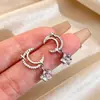 Pendientes de Estrella y Luna de Circonita Estilo Coreano, Diseño de Nicho, Pendientes de Moda de Lujo Ligero, Femeninos y Versátiles, Pendientes de Aguja de Plata S925