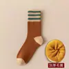 Calcetines de Felpa Gruesos, Calientes y Forrados para Otoño e Invierno, de Caña Media y Largos para Hombres y Mujeres, Diseño de Tres Rayas, Venta al por Mayor desde Zhuji, Calcetines de Felpa de Invierno