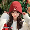 Chapéu de Lã Bordado de Cachorrinho Fofo Feminino Outono Inverno Novo Estilo Emagrecimento Facial Chapéu de Tricô Espesso Quente Chapéu para Cabeça Grande
