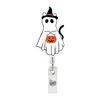 Nuevo Gato Negro Fantasma Calabaza Acrílico Personal Médico Retráctil Giratorio Portatarjeta de Identificación Clip para Insignia Hebilla Deslizable con Brillo