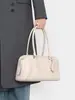 Bolso de Bowling de Piel de Vaca de Primera Capa Modelo Nuevo, Estilo Perezoso Minimalista, Bolso de Hombro de Mango Largo de India, Bolso Versátil para el Trabajo