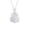 Colar Maitreya Buda de Ágata em Prata de Lei 925 para Mulheres Novo Design Chinoiserie Corrente de Clavícula Totalmente Diamantada Não Desbota 7741Y