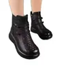 Venta Caliente Botines de Cuero Suave Punta Redonda para Mujer 2026 Otoño Invierno Nuevos Suela Suave Con Felpa Cálidos Estilo Étnico Retro de Mamá Botas de Algodón
