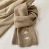 Cachecol Bordado de Pomba Branca Pequena Contendo Lã para Mulheres no Outono e Inverno Estilo Coreano Quente Casual Versátil Prova de Frio Cachecol de Tricô para Estudantes