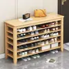 Zapatero de madera maciza para entrada de casa, estante de zapatos de almacenamiento multicapa integrado, estilo nórdico simple, acero inoxidable grande