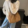 2025 Nova Bolsa de Ombro Plissada com Cordão de Tecido de Nylon Impermeável de Grande Capacidade Bolsa de Balde Transversal para Viagem Lazer