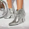 Botines de mujer estilo Martin transfronterizos con punta fina, suela de goma, cremallera lateral, botines versátiles de tacón alto, botas de mujer de talla grande para otoño e invierno