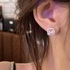 Aretes Cuadrados de Diamantes Brillantes para Mujer, Simples, Lujo Ligero, Elegantes, de Alta Gama, Aretes Nicho, Diseño de Diamantes Completos, Accesorios de Oreja Modernos y Versátiles, de Moda