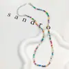 Diseño Creativo Europeo y Americano Sentido de la Moda Mezcla de Cuentas Arcoíris Perla Redonda Personalidad Cadena para Clavícula de Mujer Joyería