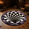 Felpudo TEMU Halloween transfronterizo con decoración de horror visual 3D, fácil de mantener, alfombra de sala de estar, alfombra redonda de dormitorio, disponible para dropshipping