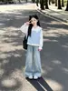 Conjunto de Chaleco de Otoño para Niñas 2026 Nuevo Estilo Camisa Elegante de Encaje para Primavera/Otoño Jeans de Pierna Ancha Conjunto de Tres Piezas