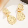 Pendientes de Metal con Textura Martillada Retro Europeos para Mujer Colgante Geométrico Multicapa Exagerado Pendientes de Gama Alta