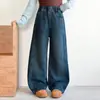 Otoño e Invierno Jeans Nuevos con Forro de Polar para Niñas Medianas y Grandes Ropa Infantil Jeans con Forro de Polar para Niñas Estilo Holgado y Moderno